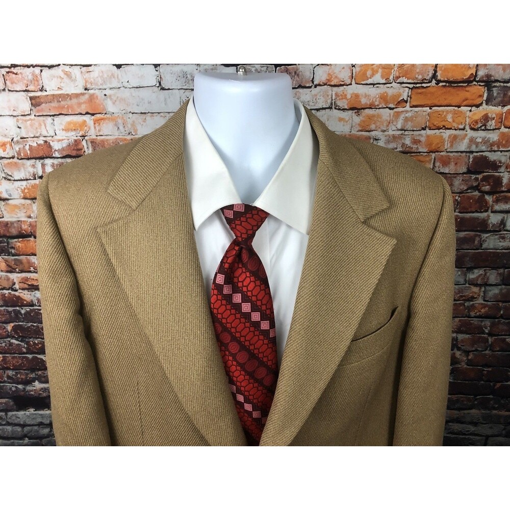 Saville Row Luxury Fabric Brown Sports Coat Metal Buttons 44 Regular